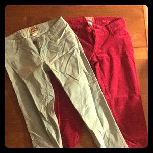 2 Corduroy pants one light blue/ pink Both size 3